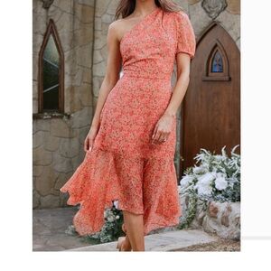 Elegant One-Shoulder Floral Dress